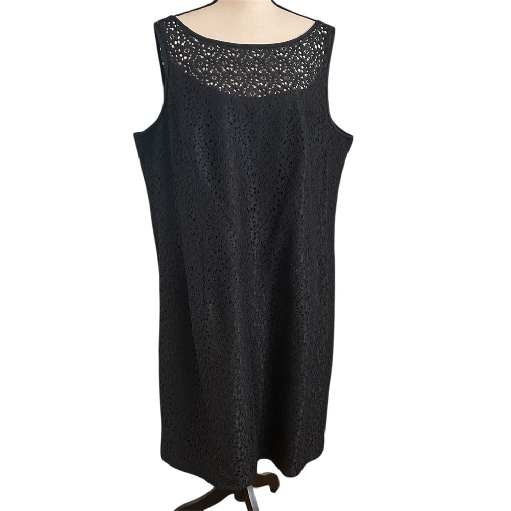 Trio New York Black Sleeveless Eyelet Lace Dress LBD Plus size 22